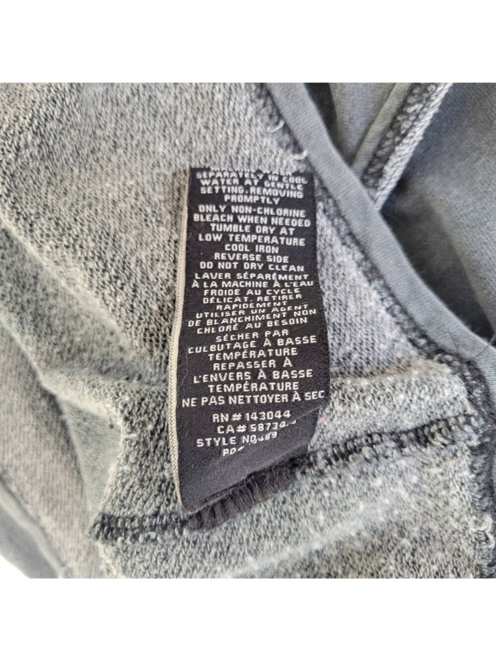 7 For All Mankind Womens Ruffle Sleeve Cropped Sweatshirt Small Gray Cotton Blen - Picture 4 of 6